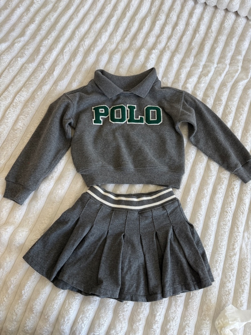 Polo by Ralph Lauren Kids Charcoal Gray Polo Sweater with Green Logo